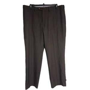 Men's Haggar Dark Brown Classic Fit Dress Pants Size 42x30